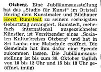 Hinweis auf Ausstellung von Horst Rumstedt, FAZ vom 14.10.1980